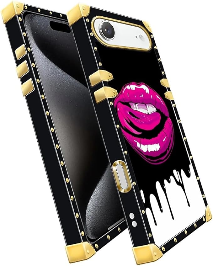 for iPhone 17 Air Case Luxury Golden Decoration for Girl Women Soft TPU Shockproof Protective Hard PC Back for iPhone 17 Air Crazy Pattern Black White Red Slap Sexy