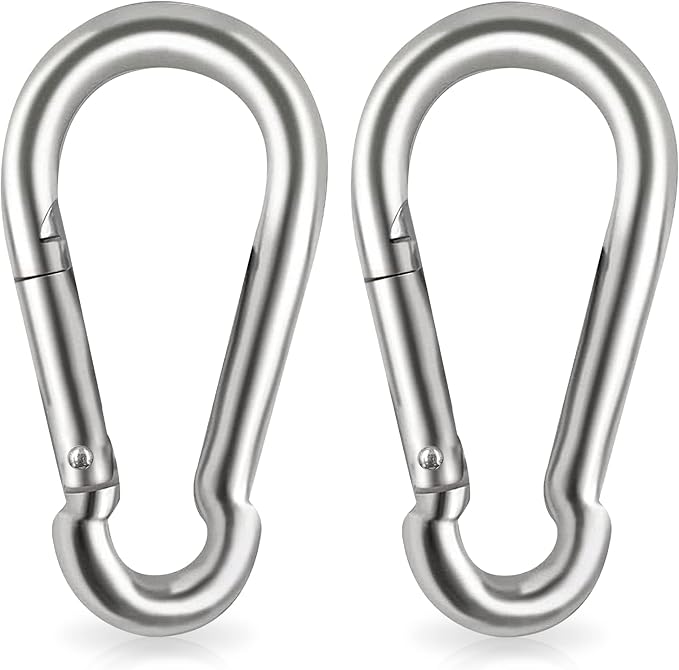 Locking Carabiner Clips, Stainless Steel Spring Snap Hook Locking Carabiner Heavy Duty - 304 Premium Stainless Steel Thumb Screw Carabiner Clip