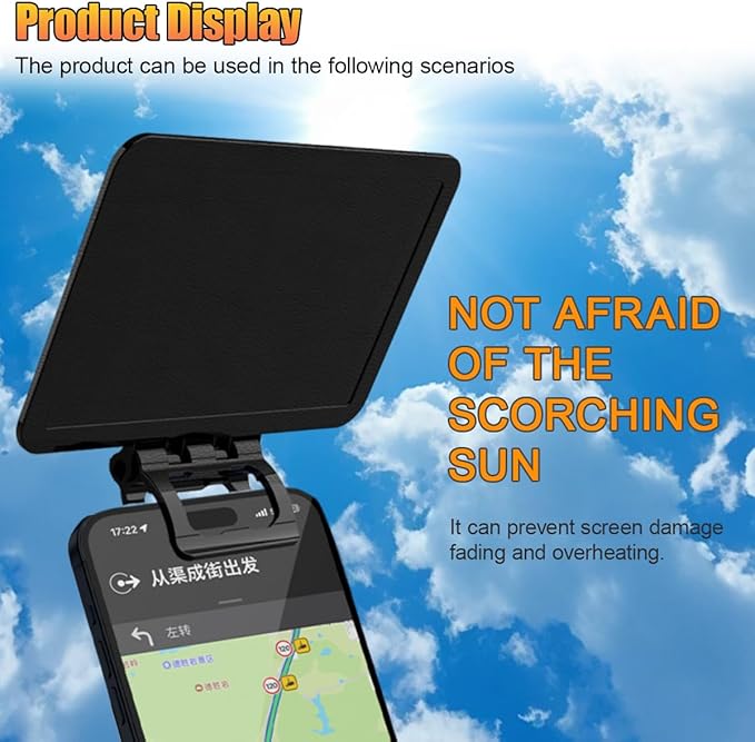 ZIMISI Cell Phone Sun Protection Umbrella, Anti-UV Anti-Glare Anti-Reflection Sun Visor, Adjustable Phone Sunshade Cover, Universal Car Outdoor Travel Accessories for All Smartphones (2PCS)
