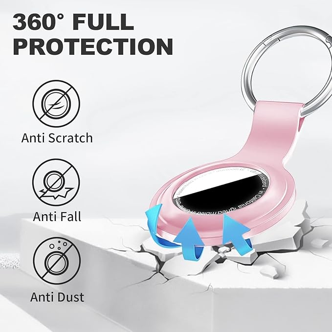 Linsaner Compatible with AirTag Case Keychain for Air Tag Holder Silicone for AirTags Key Ring Cases Tags Chain foe for Apple for AirTag GPS Item Finders Accessories，Pink