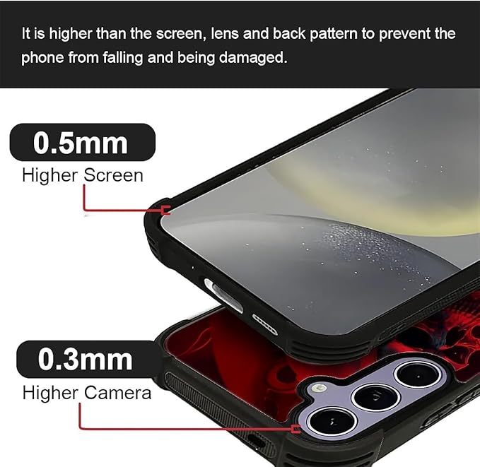for Samsung Galaxy S24 S25 Case, Gestures Funny Skull Pattern Graphic Design Girl Boy Soft Silicone Hard Acrylic Shock Protection for Samsung Galaxy S24 S25