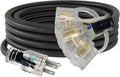3FT 12/3 Outdoor Extension Cord with Multiple Outlets 12 Gauge 3 Outlet Heavy Duty Power Cord Splitter Flexible 3 Way Power Cable Waterproof with Light Indicator 12AWG 15A 1875W SJTW,ETL Listed