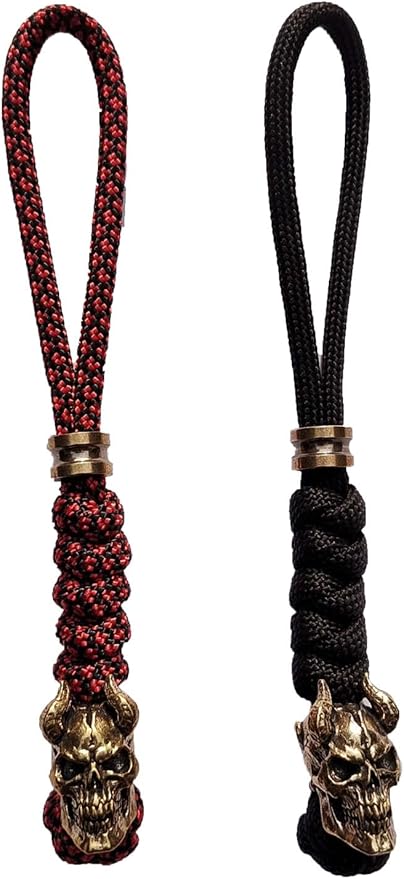 Knife Lanyards with Brass Beads,Paracord Lanyard,Tactical Lanyard for Skull Shape Knife,EDC Products
