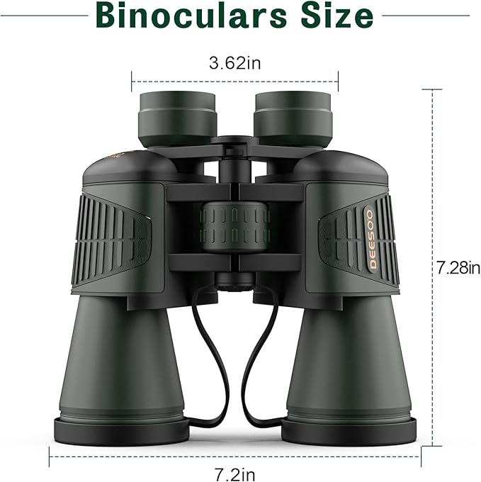 20x52 Binoculars for Adults High Powered - HD Large View Binoculars with Low Light Vision - Professional Binocular for Hunting Bird Watching Travel Cruise Outdoor Sports Gifts for Men - Green
