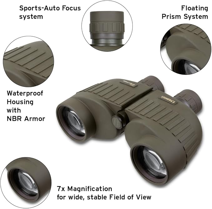 Steiner Military-Marine 7x50mm Binoculars – Legendary Tactical Optics with Sports-Auto-Focus, Floating Prism Shock Absorption, Waterproof, and Heritage Warranty