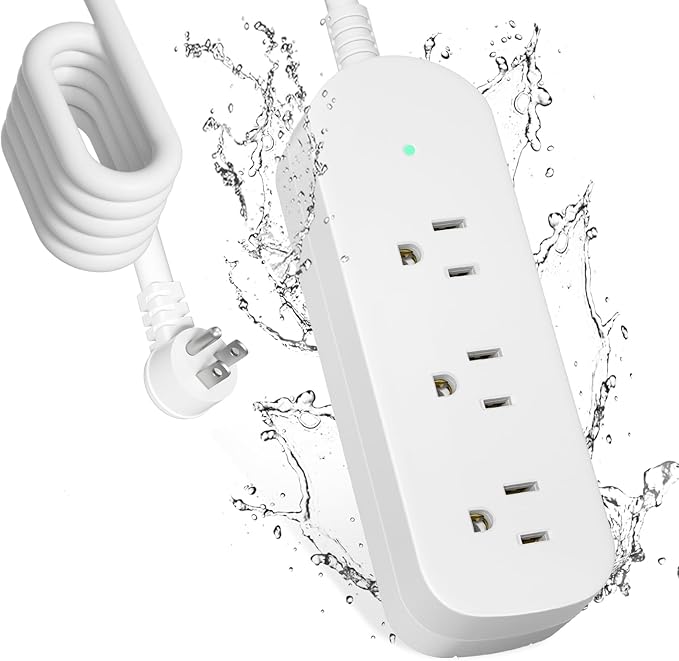 Outdoor Power Strip Weatherproof 3 FT Extension Cord Waterproof Surge Protector Power Strip, 3 AC Outlets, 1625W Overload Protection, for Camping, Home, Office, Garden, FCC UL Listed