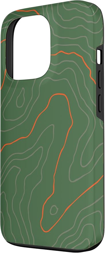 Backcountry Topo Guide Orange Lines Topographical Map Case for iPhone 13 Pro