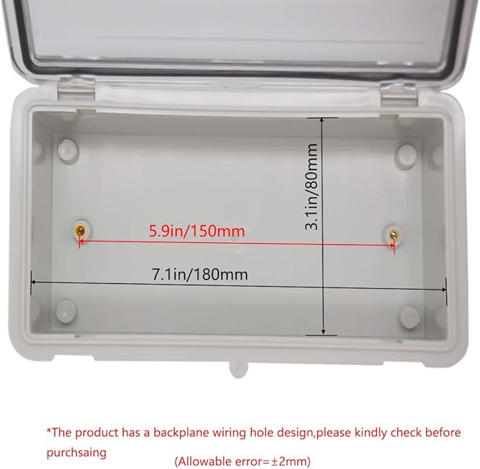 Zulkit Junction Box ABS Plastic Dustproof Waterproof IP65 Electrical Boxes Hinged Shell Outdoor Universal Project Enclosure Clear Cover with 2 Cable Glands 7.9 x 3.9 x 2.8 inch (200x100x70mm)