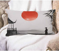 EKOBLA Throw Pillow Case 12x20 Inch Japan Traditional Japanese Painting Man with Boat Full Moon Cotton Linen Cushion Case for Sofa Couch 12x20 Inches