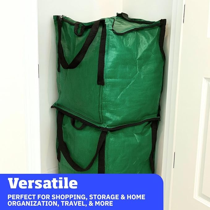 DURASACK Heavy Duty Storage Tote Bag with Zipper Top 22-Gallon Rugged Woven Polypropylene Moving Bag, Reusable Self-Standing Design, Holds up to 500 Pounds, Single, Green