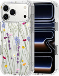 MOSNOVO for iPhone 17 Pro Max Case | Military Grade 6.6ft Drop Tested | Camera Control | Clear with Floral Garden Design
