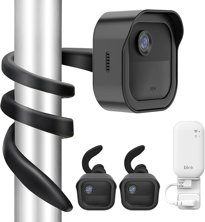 Gresur 2-Pack Flexible Twist Mount for Blink Outdoor 4 / 3rd Gen/Outdoor 2K+ Camera, with Weatherproof Protective Housing and Blink Sync Module Outlet Wall Mount (Black, 2Pack)