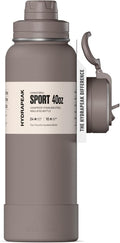 Hydrapeak 40oz Sport Insulated Water Bottle with Straw & Chug Lid, Leak & Spill Proof, Keeps Drinks Cold for 24 Hours, Hot for 12 Hours, Premium Stainless Steel Water Bottles (40oz, Mocha)