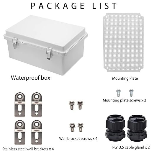 Waterproof Electrical Box Junction Box Weatherproof IP67 ABS Plastic Enclosure Switch Router Project Box Electronics DIY Enclosure with Mounting Plate and Wall Bracket Grey 11.2"x 7.5"x5.5"