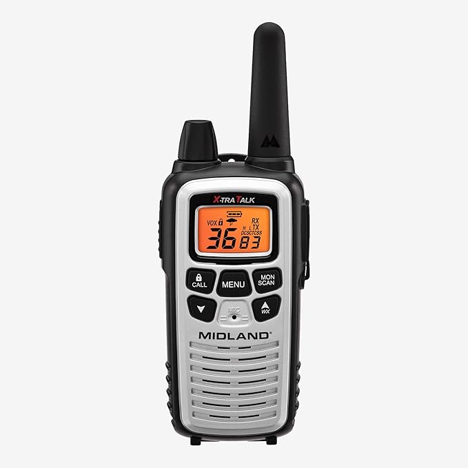 Midland LXT600VP4 FRS Business Walkie Talkies - Long Range 36-Channel Two-Way Radios with Headsets and Charging Base, NOAA Weather Alerts (2-Pack, Gray)