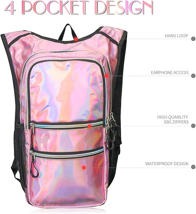 Hydration Pack, Water Backpack with 3L Hydration Bladder Lightweight Insulation, Festival Essential, Rave Hydration Backpack, Hydropack Backpack for Rave, Hiking, Biking, Festival Gear