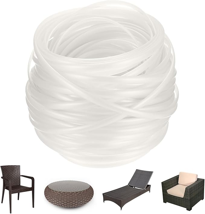 M METERXITY 1-Pack Wicker Repair Kit, 5mm x 66ft/20m Plastic Flat Rattan Replacement Supplies for Patio Furniture Repair/Basket Making/Chair Weaving, Synthetic Woven Rattan [White]
