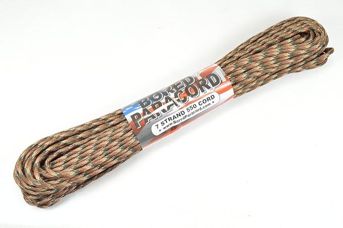 BORED? PARACORD! 550 lb Paracord – Ideal for Crafting, DIY Projects, Camping, Military & Active Outdoors – 300+ Colors – Tactical Parachute Cord Type III – Strong - Hidden Camo 50 Feet