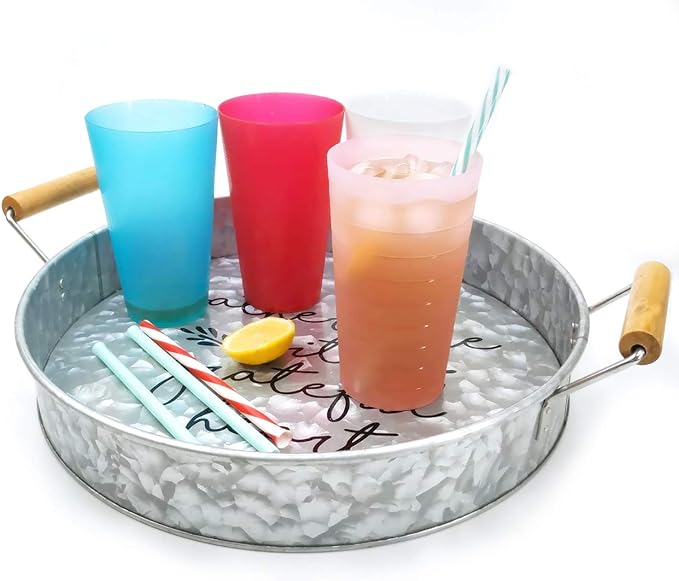 KX-WARE Mixed Drinkware 22-ounce Plastic Tumblers/Drinking Glasses/Party Cups/Iced Tea Glasses, Set of 12 Pink | Unbreakable, Dishwasher Safe, BPA Free
