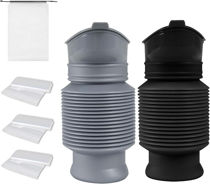 Pee Bottles for Men, Portable Urinal for Men, Collapsible Urine Bottle 750ML, Car Urinals for Men and Women, Emergency Urinal Shrinkable Pocket Toilet for Travel, Camping, Traffic Jam, Road Trips