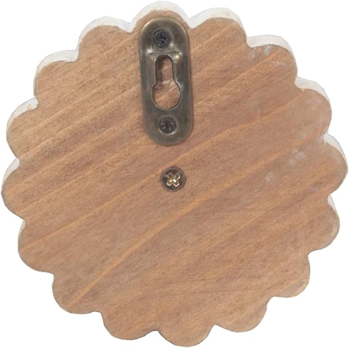 dwellington Distress Wood Flower Coat Hooks for Wall Hanging, Single Small Vintage Decorative Hanger for Keys, Bags, Towels (Robe Hanger S/2)