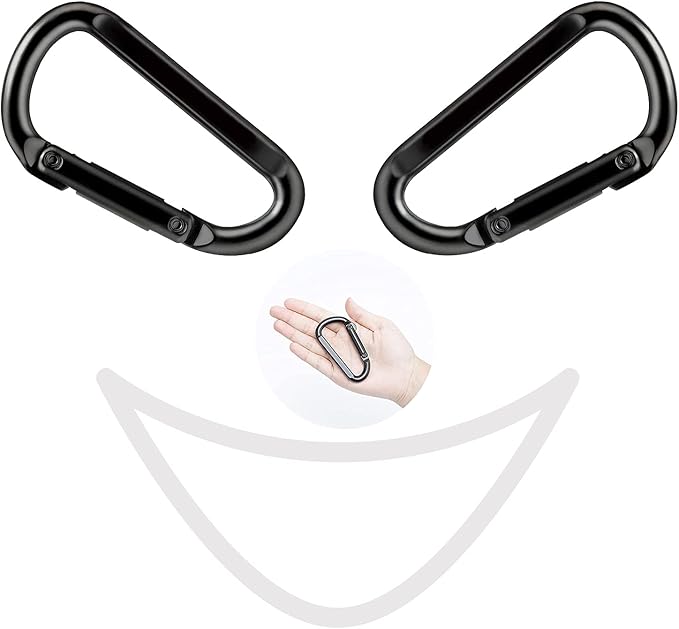 EZYA Heavy Duty Carabiner Clips, 860lbs - 3" Iron Carabiners for Keys, Gym, Camping, Hiking Accessories - D-Ring Keychain Hooks for Hammocks, Backpacks, Outdoor Gear