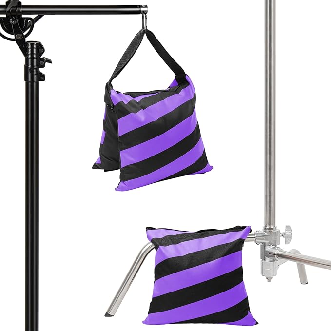 4 Packs Purple Sandbag Weight Bags for Light Stand Photography Video Equipment, Heavy Duty Saddlebags for Backdrop Stand, Photo Tripod, Canopy, Pop up Tent, Umbrella Base, Fishing Chair, Picnic Table