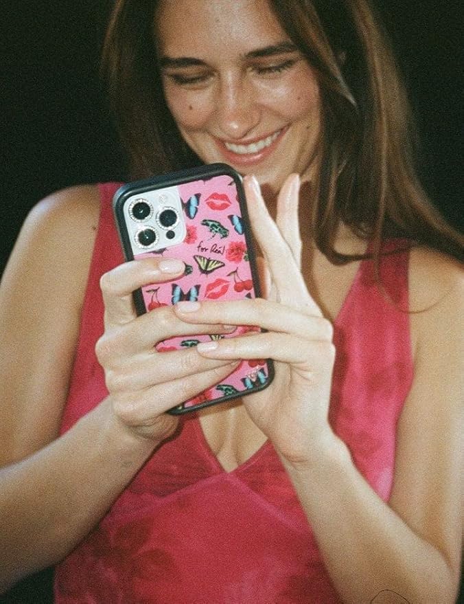 Wildflower Cases - Compatible with iPhone 13 Pro | Protective Black Bumper, 6.5ft Drop Test Certified, Women Owned Small Business | Red, Frogs, Collab | Collab - Realisation Par x Devon Lee Carlson