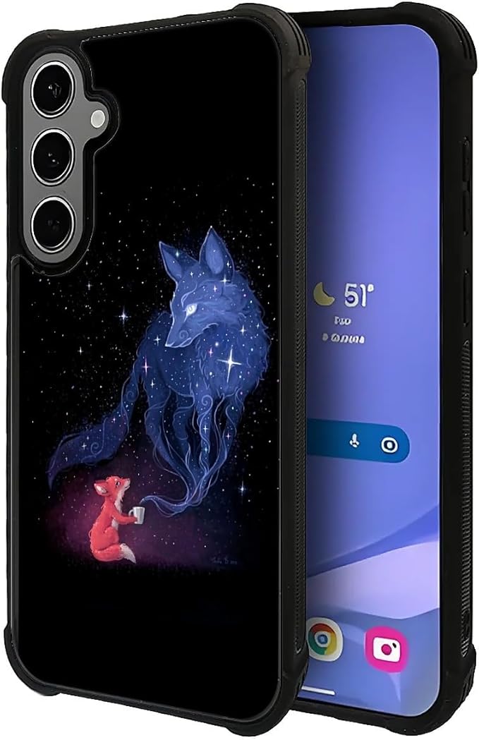 for Samsung Galaxy S24 S25 Plus Case, Galaxy Fox Wolf Pattern Graphic Design Girl Boy Soft Silicone Hard Acrylic Shock Protection for Samsung Galaxy S24 S25 Plus