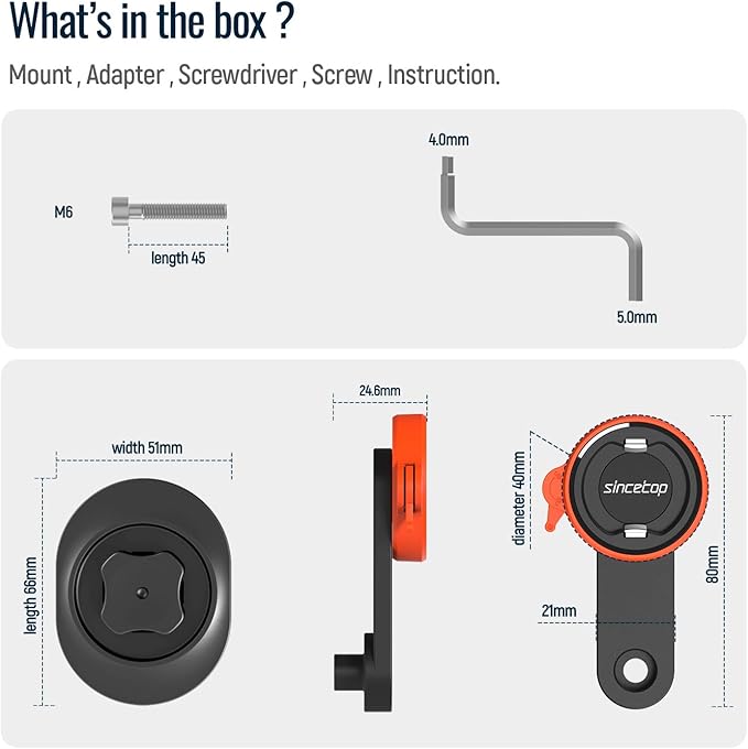 sincetop Bike Phone Mount,Mountain Bicycle Stem Cap Phone Holder,Universal Aluminum Handlebar Phone Clamp,MTB Road Bike Cycling Mobile Phone Clip,Quick Attach/Release-Orange【Series C-1st Gen】