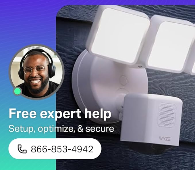 WYZE Floodlight Camera Pro, PCMag Editors' Choice 3000-Lumen LEDs, 2.5K HD Outdoor Security Camera, 180° Wide View, Motion Detection, Color Night Vision, Works with Alexa & Google, Free Expert Setup