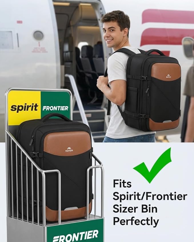 MATEIN Spirit Airlines Personal Item Backpack 18x14x8 with USB C Port, Airline Approved Personal Item Travel Backpack Fits 17" Laptop, Waterproof TSA Underseat Luggage for Airplane with Tracker Pocket
