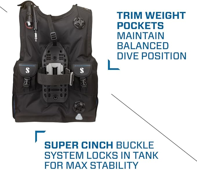 SCUBAPRO Level Super Cinch Front Adjustable Scuba Diving BCD for Recreational Diving