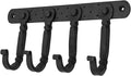"Mystic Colonial Rustic Cast Iron Wall Mounted Coat Rack with 4 Blackened Hooks � Heavy Duty Vintage Utility Hanger for Entryway, Bathroom, Kitchen, Bag, Hat & Towel � Mounting Hardware Included"