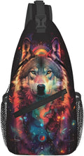 Wolf Sling Bag For Women Men Fashion Wolf Print Backpack Crossbody Shoulder Bag Sling Backpack Chest Bag Travel Hiking Casual Sport Daypack