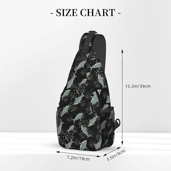 Sea Shark Sling Bag For Women Men Cute Shark Pattern Backpack Crossbody Shoulder Bag Sling Backpack Chest Bag Travel Hiking Casual Sport Daypack