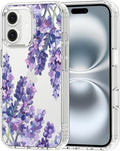 MOSNOVO Case for iPhone 16, [Buffertech 6.6ft Military-Grade Drop Protection] [Anti Peel Off Tech] Clear TPU Bumper Phone Case Cover Design - Lavender