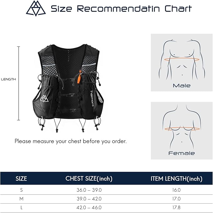 Haimont Running Hydration Vest with Water Bottles for Men Women, Lightweight 10L Hydrated Vest Pack for Trail Running, Hiking