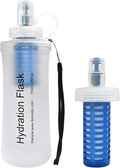 700ml Soft Flask Water Bottle, Collapsible Water Bottle with Filter, Perfect for Hiking, Backpacking, and Camping - White