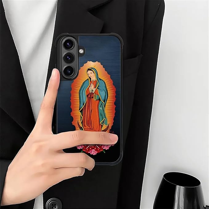for Samsung Galaxy S26 Plus Case,Graphic Design for Girl Boy Soft Silicone Hard Acrylic Shock Protection Designed for Samsung Galaxy S26 Plus Red Virgen Guadalupe Pattern