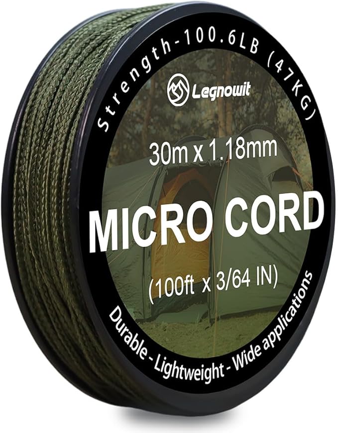 Micro Paracord, 1.18mm x 100ft Thin Mini Utility Braided Small Paracord for Crafting, DIY Project, Camping and More
