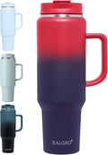 EALGRO 50 oz Tumbler with Handle, Insulated Tumblers with Lid and Straw, Large Metal Sports Water Bottle Jug, Thermal Stainless Steel Travel Coffee Mug Cup, Dark Rainbow