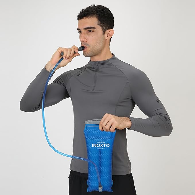 1.5L/2L/3L Hydration Bladder, INOXTO Water Bladder with Water Reservoir Hose Insulator & High Flow Bite Valve for Hiking Backpack, Leak Proof 1.5/2L/3L Water Reservoir for Camping Cycling Running