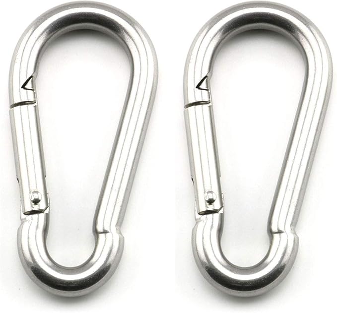 heyous 2 Set M8 Suspension Ceiling Wall Mount U Hook Anchor Hanger Stainless Steel Heavy Duty Multi Purpose Hammock Swing Ceiling Hook Square Base Plate with Snap Hook