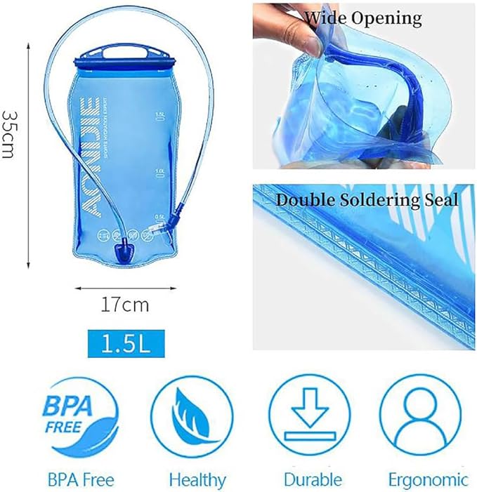 AONIJIE Hydration Bladder 1.5L Water Reservoir, Leakproof Water Storage Bladder Bag, BPA Free, Large Opening, for Hiking Camping Running