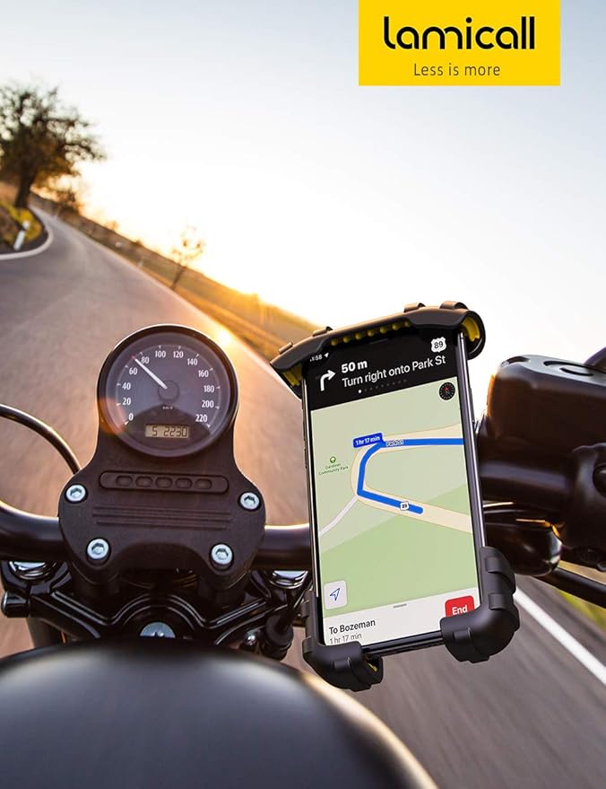 Lamicall Bike Phone Holder, Motorcycle Phone Holder – 360° Handlebar Mount with Rotation for iPhone 17 16 15 14 13 12 Pro Max Plus Mini XS XR X 8, Samsung, Huawei, 4.7-6.8 Inch Smartphones – Yellow
