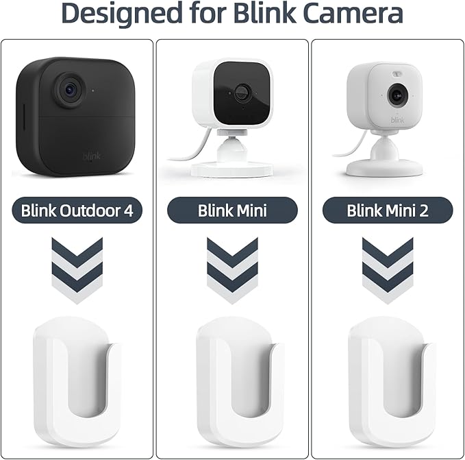 Blink Mini No Drilling No Screws Wall Mount Bracket, 3 Pack Adhesive Blink Outdoor Camera Mount for Blink Mini/Mini 2 /Outdoor 4 /Indoor Camera, Easy to Install -White