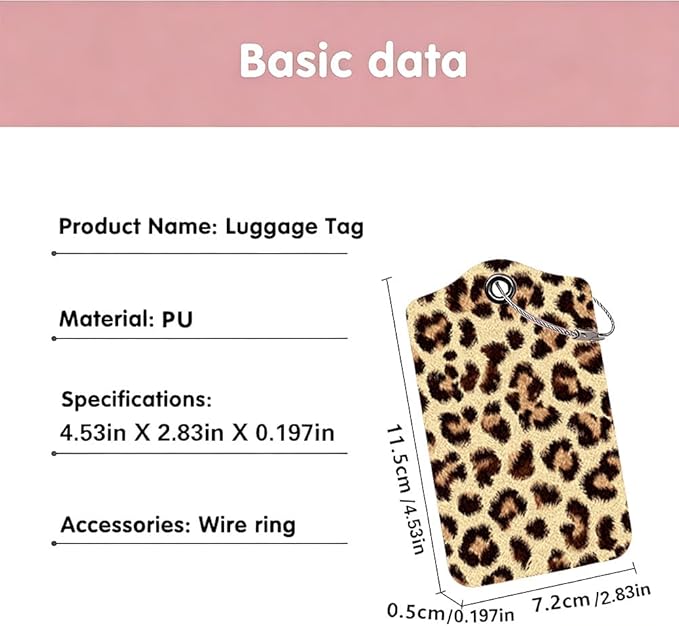 2 Pack Leopard Luggage Tags for Suitcases, Trendy Animal Print Travel ID Tags with Privacy Cover, PU Leather Bag Identifiers, Spring & Summer Vacation Essentials, Mother's Day, 2 Styles