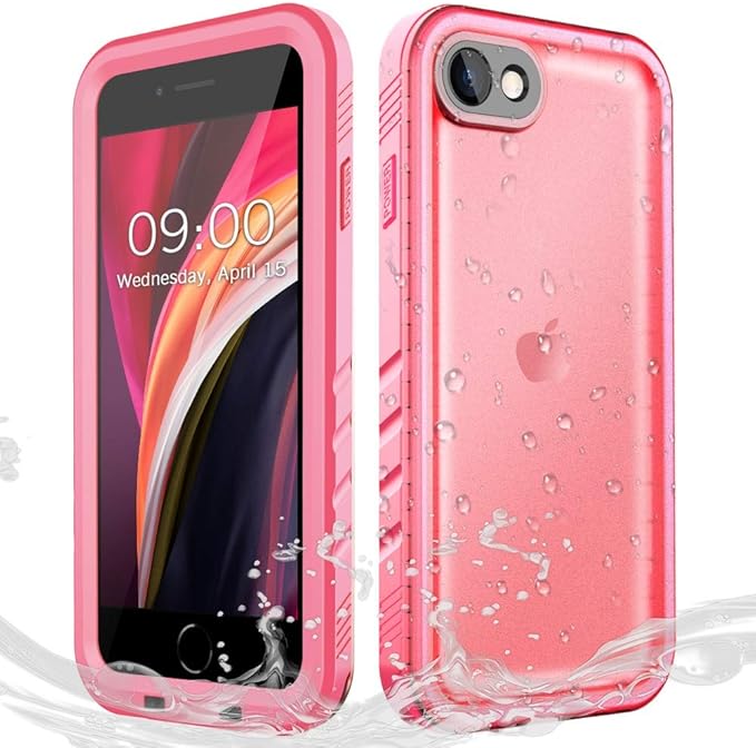 Cozycase Waterproof Case for iPhone SE 3rd 2022/iPhone SE 2nd 2020/iPhone 7/8 - Shockproof Full Body Rugged Case with Built-in Screen Protector Waterproof Case for iPhone SE3/SE2/7/8 (Frosted Pink)
