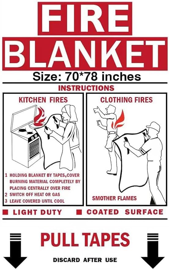 ISOP Fireproof Blanket Large 70 * 78 Inches Pack of 2 – Emergency Fire Blanket – Heavy Duty Emergency – A-Grade Survival Blankets – Fire Suppressant Sheet – Rescue Cover for Home & Kitchen Safety